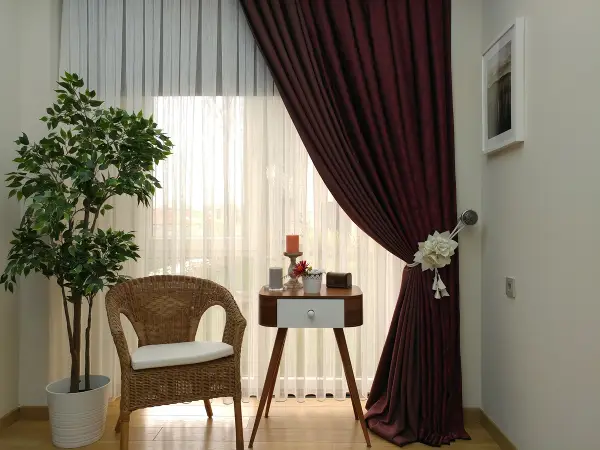 Kahve Bordo Renk Kombinli Desenli Fon Perde- Bordo-kahve