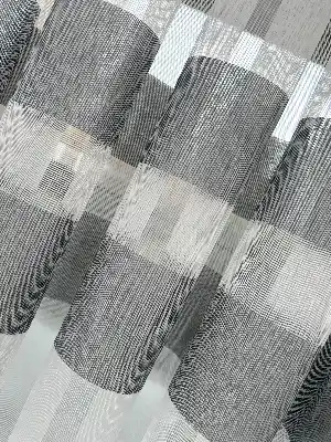 Bambu Gri Enine Bantlı Tül Perde - Premium Seri Kurşunlu Tül