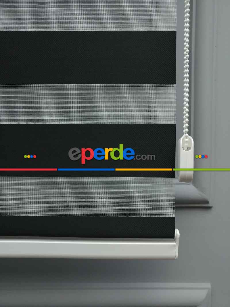 Karartma Zebra Perde - Blackout Zebra Perde-ışık Geçirmez Zebra Perde- Siyah
