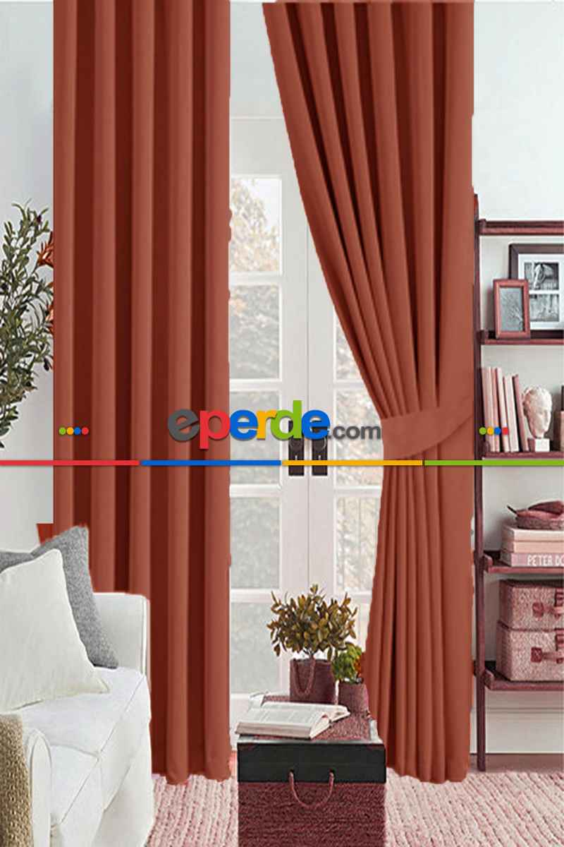 Kiremit Renk Karartma Blackout Güneşlik Fon Kalın Perde