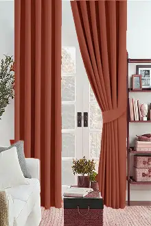 Kiremit Renk Karartma Blackout Güneşlik Fon Kalın Perde