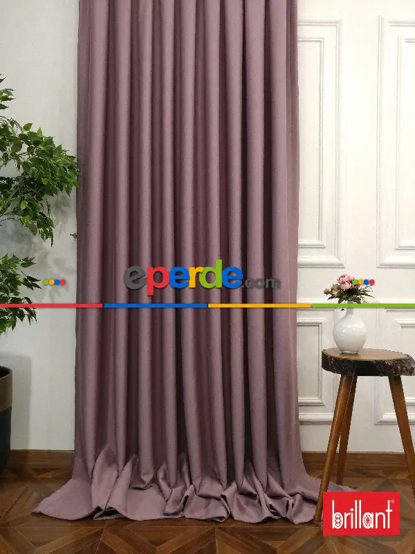 Yatak Odası - Karartma Blackout Açık Mürdüm Gül Kurusu Renk Fon Perde- Mürdüm Açık-gül Kurusu