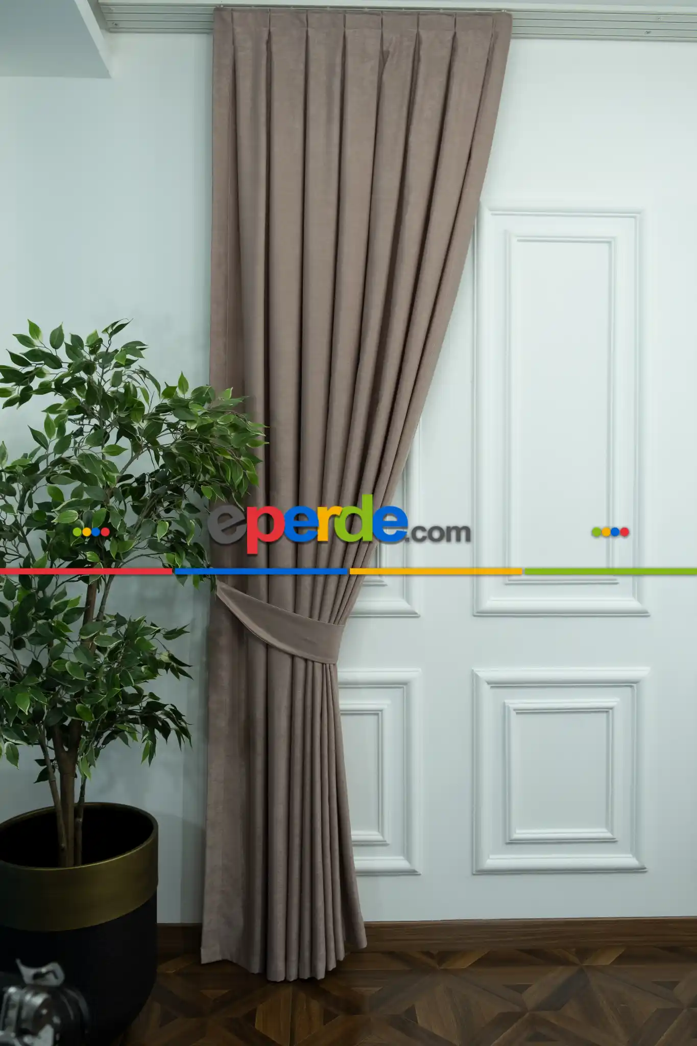 Salon - Soft Bej Fon Perde Dökümlü En - Bej