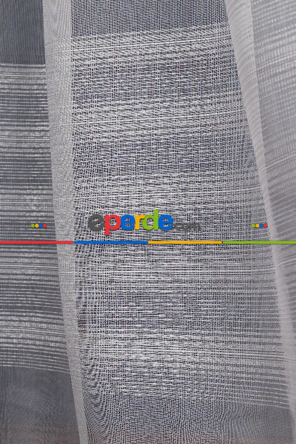 Enine Bantlı Simli Düz Tül Perde Ütü Istemez