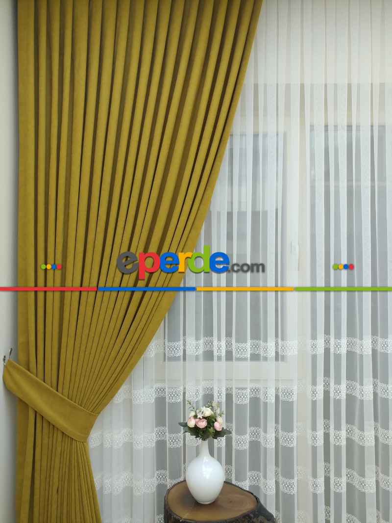 K.sarı - Düz Fon Perde ( Dökümlü Fon Perde)- Sarı