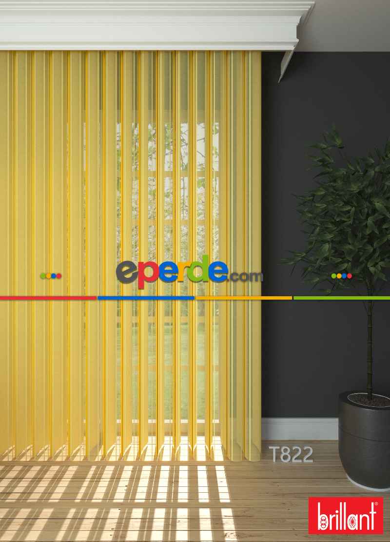 Brillant Akıllı Tül Perde Sarı Renkli Tül Dikey Zebra Perde Düz 1. Kalite