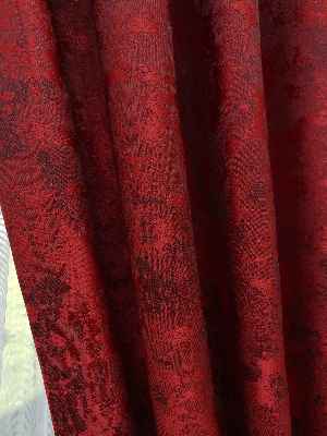 Patine Desenli Kırmızı - Katyonik Jakar Fon Perde- Kırmızı