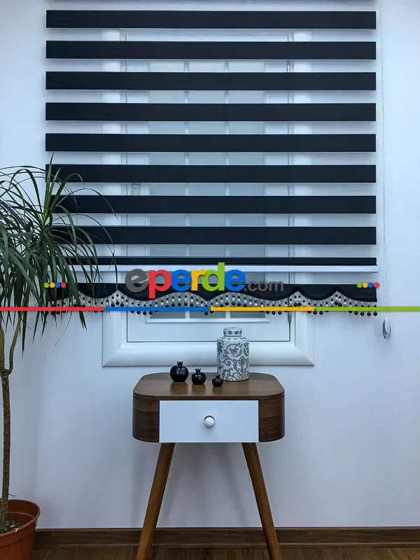 Salon - Zebra Perde - Düz Zebra Perde- Siyah