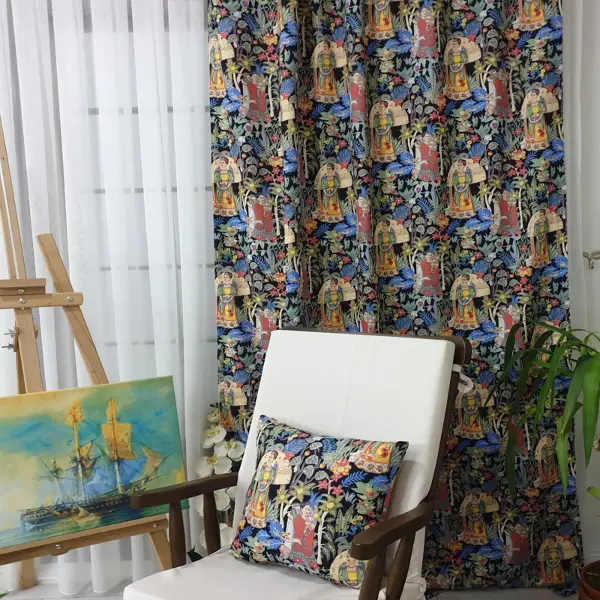 Popart Desenli Fon Perde Evmpopart4 Kumaşı Kalındır Duck Bezi Değildir- Çok Renkli 2