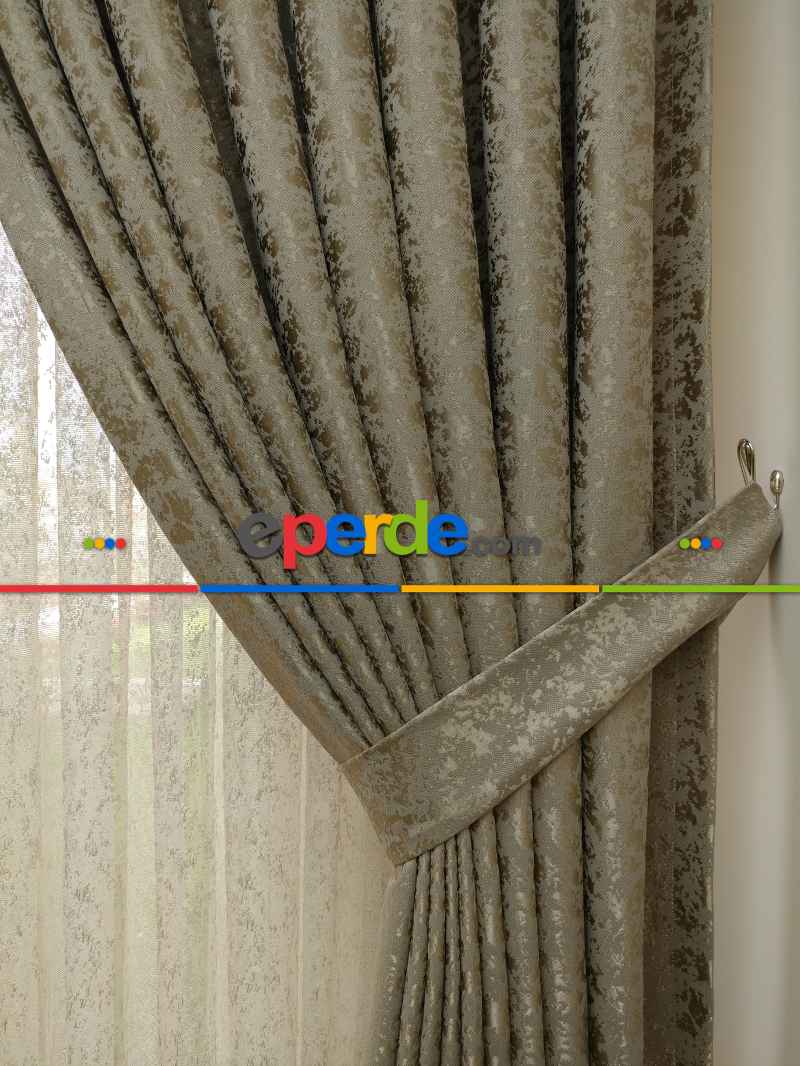 Toprak Rengi Duz Jakar Fon Perde (180)- Kahverengi