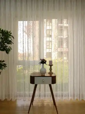 Modern Çizgiler Desenli Tül Perde- Beyaz