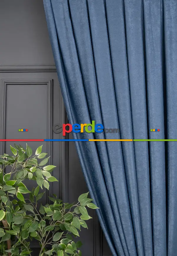 Salon Fon - Soft İndigo Rengi Fon Perde (150)- Petrol Mavisi