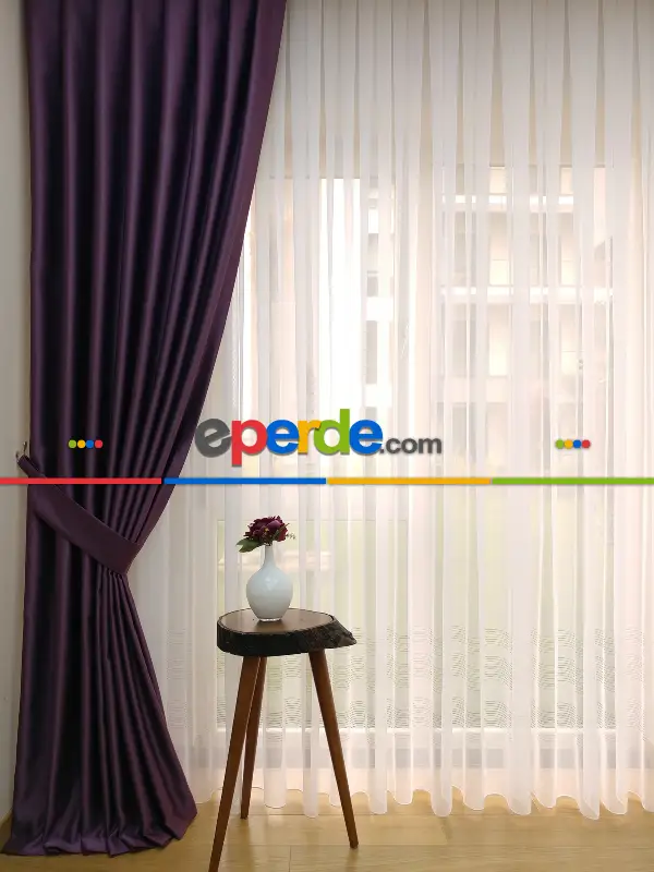 Mürdüm Blackout Düz Fon Perde- Mürdüm