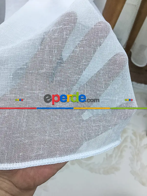 Bebek Odası Tül Perde - Lüx Tül Perde Ve Kruvaze Perde Saf Keten Doku Beyaza Yakın- Ekru