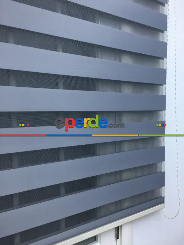 Zebra Perde - Düz Zebra Perde- Füme