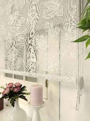 Oturma Odası - Çiftli Sistem Tül Stor Beyaz Örme Tül 2023- Beyaz