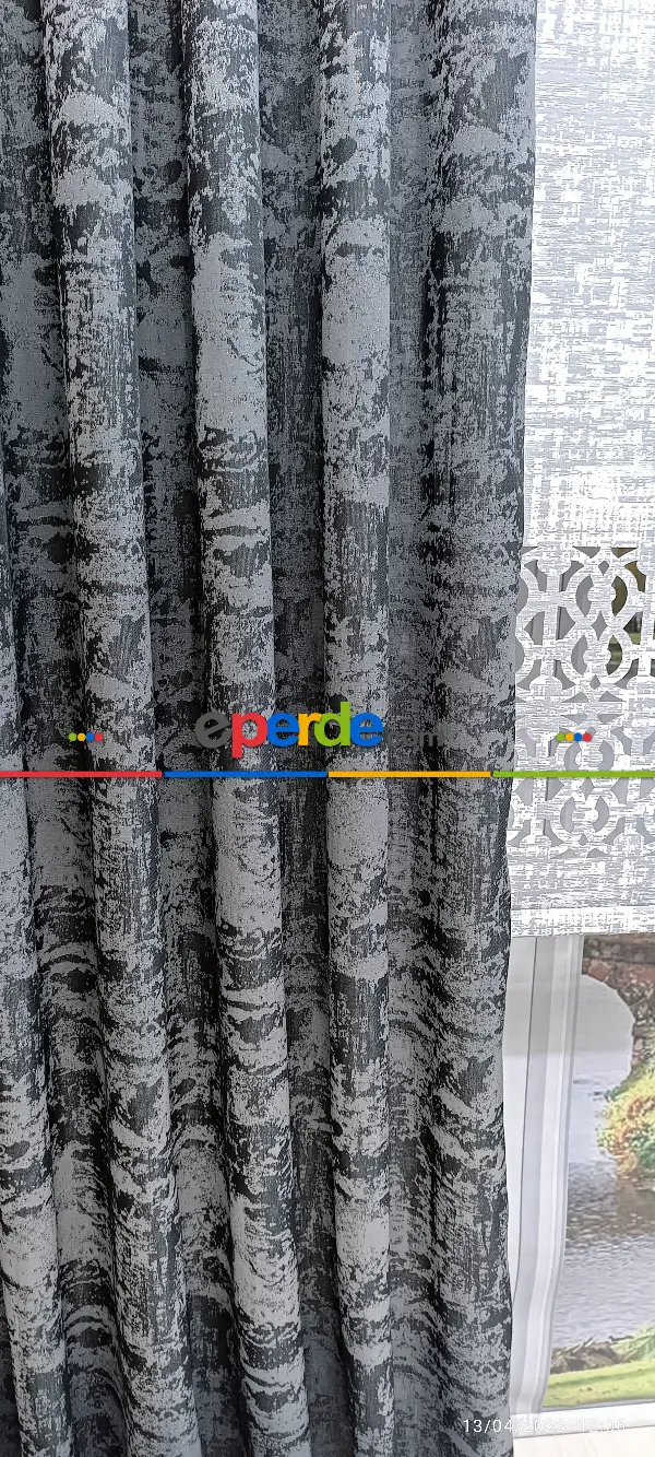 Yatak Odası - 2023 Elit Modern Damask Desenli Fosforlu İplik Dokuma Fon Perde - 3