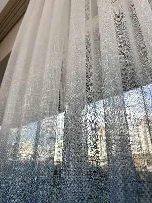 Mavi Degrade Geçişli Tül Perde, Fransız Örme Tül