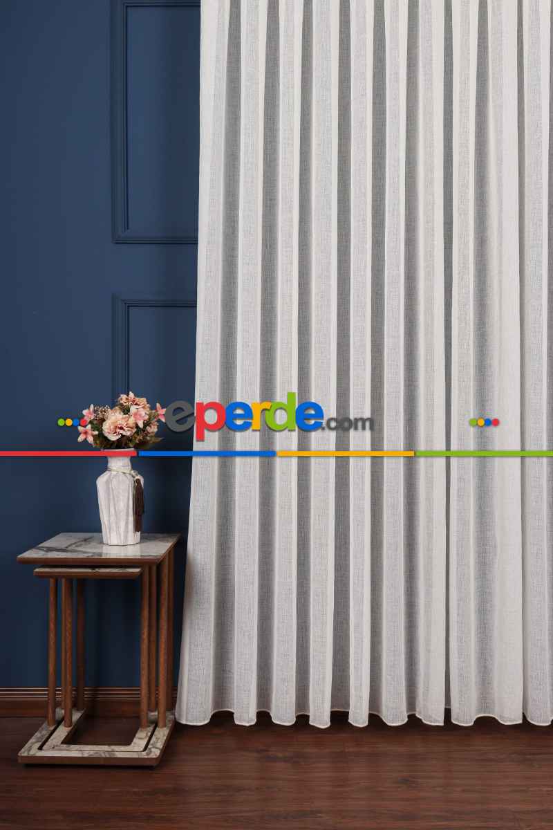 Yatak Odası - Orjinal Naturel Keten Düz Tül Perde