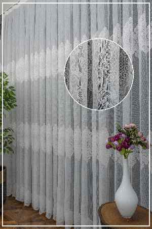2022 Model Ekru Damask Desenli Örme 1.sınıf Kalite Tül Perde