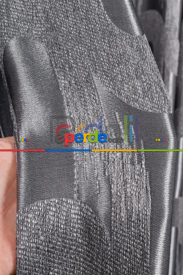 Avantgarde Antrasit Dalgalar Desenli– Modern Jakar Dokuma Fon Perde