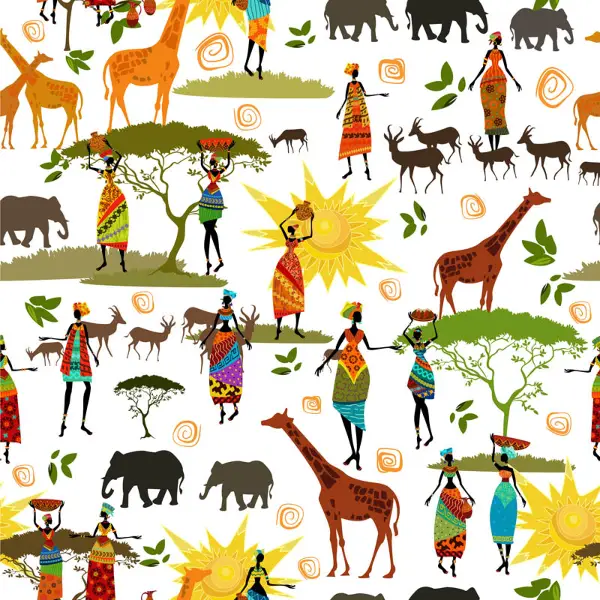 Afrika Desenli Fon Perde Evm826 Kumaşı Kalındır Duck Bezi Değildir- Yeşil-Beyaz-Turuncu-Mavi Açık- Çok Renkli 3