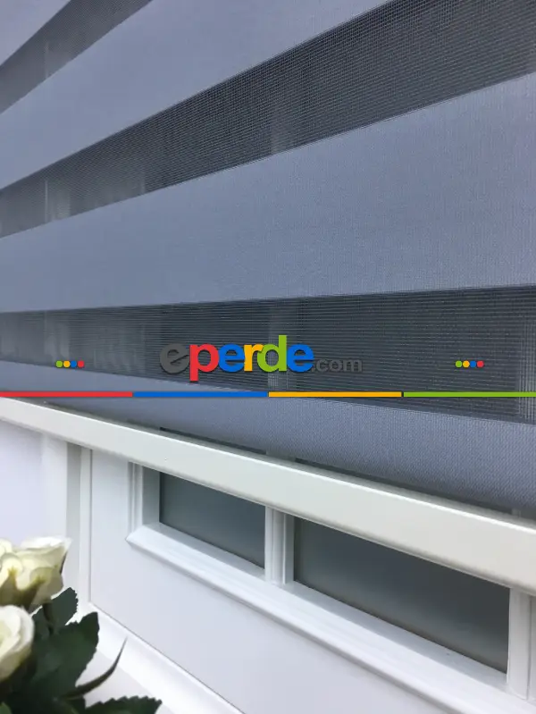 Zebra Perde - Düz Zebra Perde- Füme