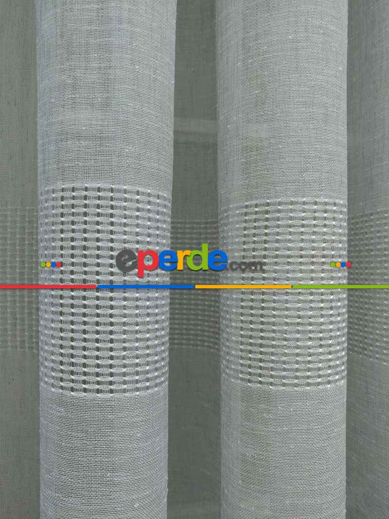 Gri Keten Tül Perde- Gri-füme-antrasit - Kurşunlu Tül