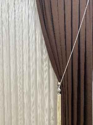 Gümüş Simli Çizgili Perde Kurşunlu- Ütü İstemez