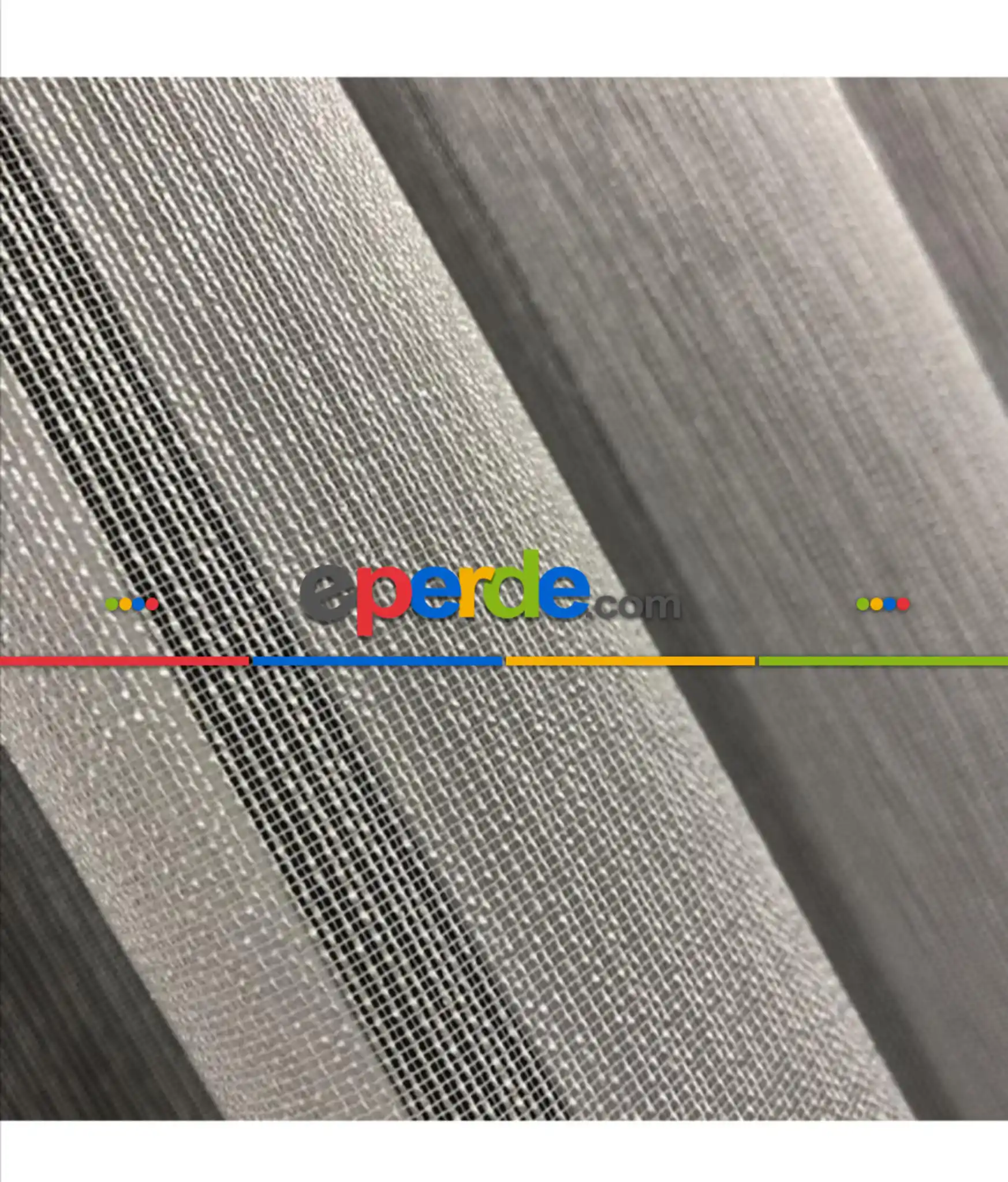 Ekru Sık Dokulu Çizgili Modern Düz Tül Perde - Ütü İstemez