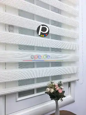 Plise Zebra Perde - Krem- Krem