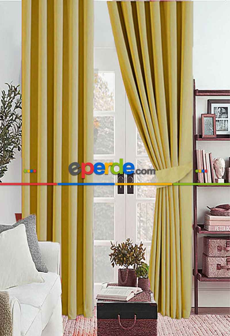 Hardal Koyu Sarı Karartma Blackout Güneşlik Fon Kalın Perde