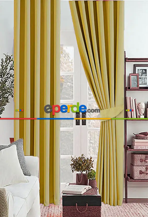Yatak Odası - Hardal Koyu Sarı Karartma Blackout Güneşlik Fon Kalın Perde