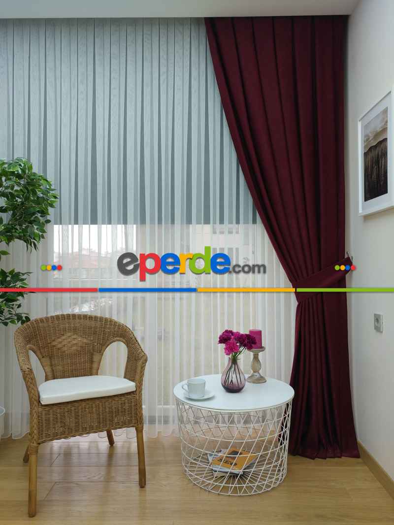 Soft Bordo Fon Perde Geniş En (285)- Bordo