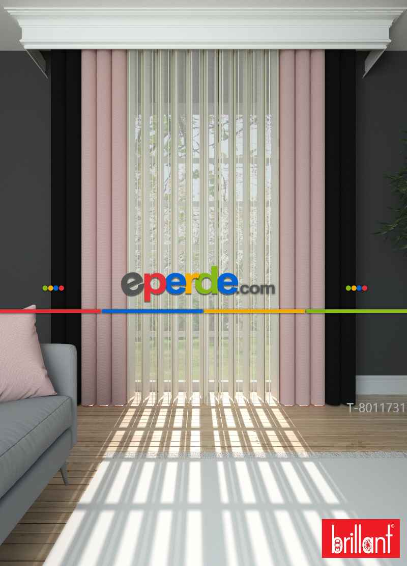 Brillant Akıllı Tül Siyah-lila Perde Tül Dikey Zebra Perde Düz 1. Kalite