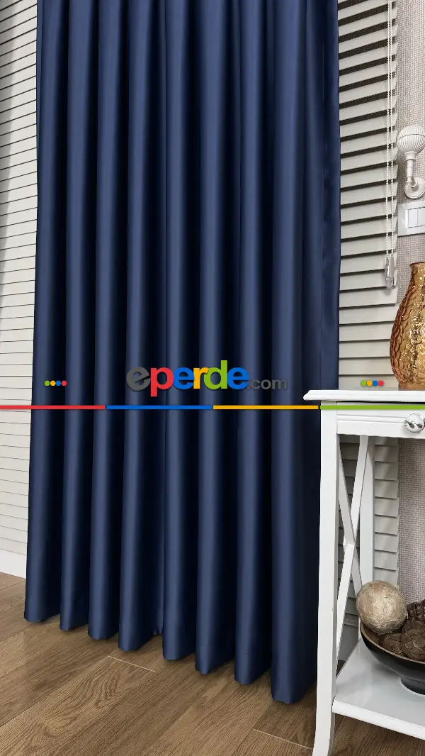 Yatak Odası - Koyu Lacivert Karartma Blackout Fon Perde, Premium Kalite Serisidir, � Oranında Işığı Keser