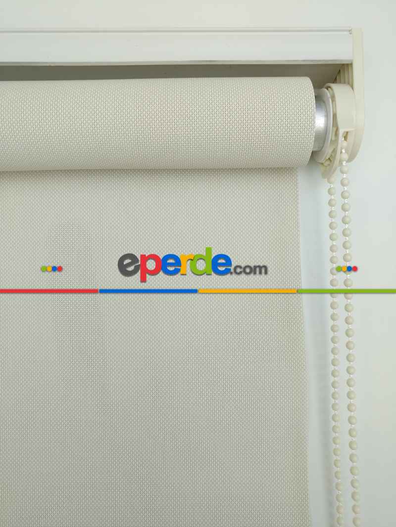 Oturma Odası Stor Perde - Stor Perde Sun Screen (pvc Kaplama) Kalın Dokulu- Krem Koyu