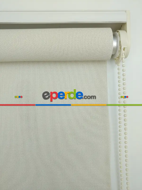 Salon Stor Perde - Stor Perde Sun Screen (pvc Kaplama) Kalın Dokulu- Krem Koyu