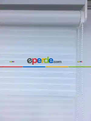 Beyaz Geniş Pliseli Zebra Perde- Beyaz