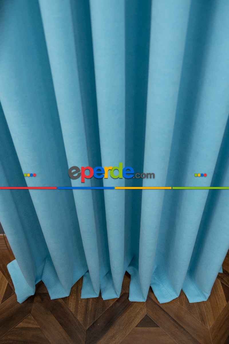 Turkuaz Rengi Düz Fon Perde En Dökümlü Fon Perde 07