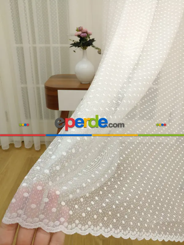 Mutfak Tül Perde Spor Desen - Ütü İstemez- Ekru