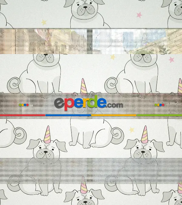 Unicorn Desenli Baskılı Zebra Perde- Çok Renkli