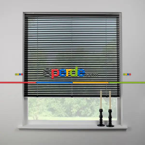 Oda Perde Metal Jaluzi Perde, Polywood, Ahşap Görünümlü, Alev Almaz, Antrasit, Siyah Ve Ahşap Tonlarında