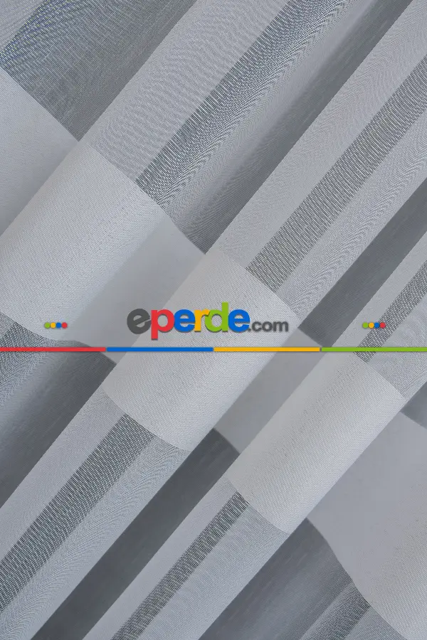 Bantlı Fantazi Dökümlü Ütü İstemeyen Tül - İtinalı Dikiş Garantisi - Kurşunlu Tül