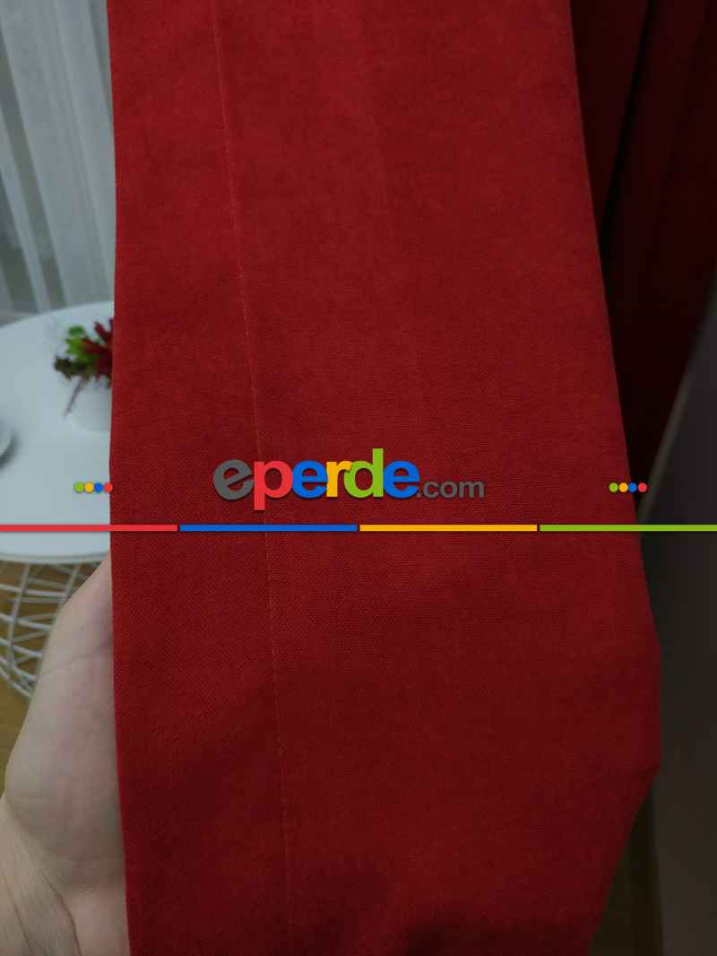 Kırmızı Düz Fon Perde - Kırmızı