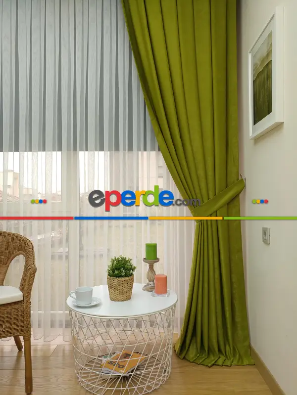 Soft Fıstık Yeşili Fon Perde Geniş En (285)- Fıstık Yeşili