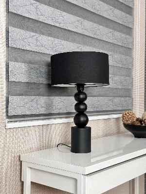 Yatak Odası Parlak Gri Mavi Jakar Dokuma Zebra Perde, Standart Metal Kasalı Yüksek Kalite Kornişe Kolay Montaj Seçenekli