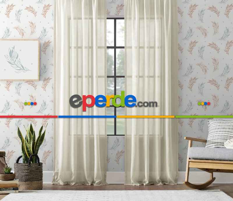 Taç Natural Keten Tül - Düz Dikiş Pilesiz 200cm X 270cm 