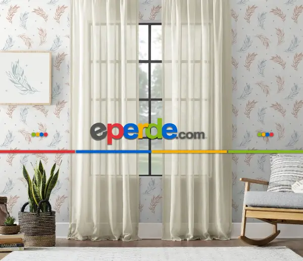 Taç Natural Keten Tül - Düz Dikiş Pilesiz 200cm X 270cm 