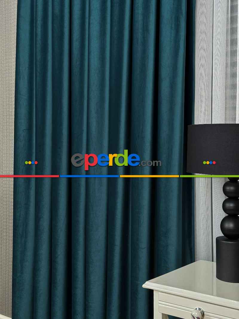 Petrol Yeşili İthal Kadife Fon Perde, Premium Kalite Serisi Kadife Fon Perde